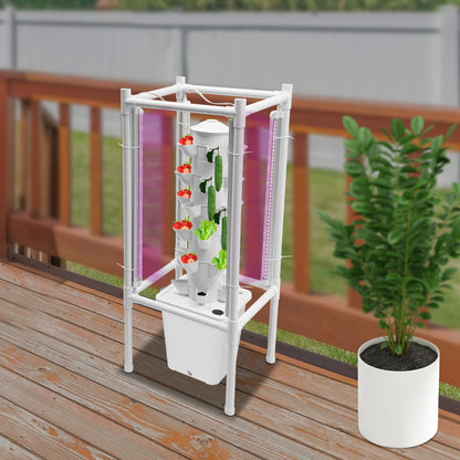 Hydroponic Vertical Growth Kit 30 Planting Sites 4 LED Lamps Water Pumps 10L Water Tanks Carbon Dioxide