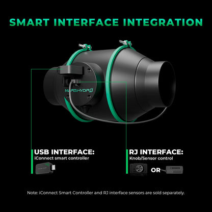 2025 Mars Hydro 4'' 6'' Smart Ifresh Inline Fan Ducting Ventilation Kits with Carbon Filter for Grow Tent Kits