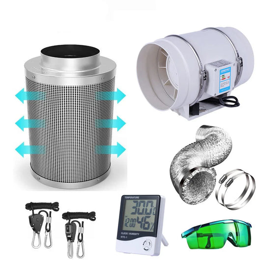 Grow Tent Complete Kit 2000W LED Grow Light + 4"/5"/6" Carbon Filter Combo Multiple Size Growbox For Hydroponic Growing System