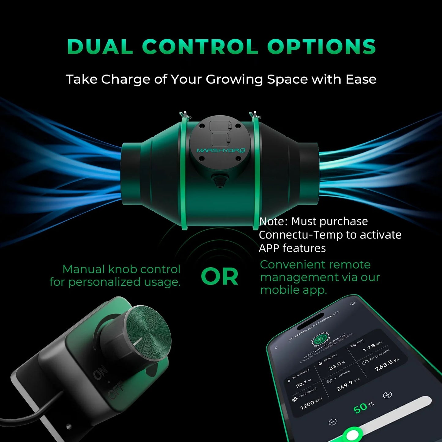 2025 Mars Hydro 4'' 6'' Smart Ifresh Inline Fan Ducting Ventilation Kits with Carbon Filter for Grow Tent Kits