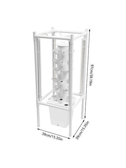 Hydroponic Vertical Growth Kit 30 Planting Sites 4 LED Lamps Water Pumps 10L Water Tanks Carbon Dioxide