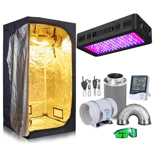 Grow Tent Complete Kit 2000W LED Grow Light + 4"/5"/6" Carbon Filter Combo Multiple Size Growbox For Hydroponic Growing System