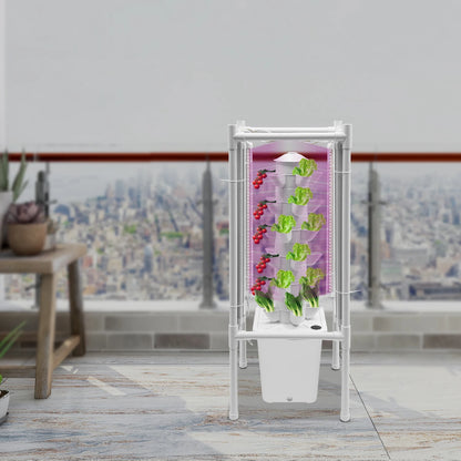 Hydroponic Vertical Growth Kit 30 Planting Sites 4 LED Lamps Water Pumps 10L Water Tanks Carbon Dioxide