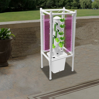 Hydroponic Vertical Growth Kit 30 Planting Sites 4 LED Lamps Water Pumps 10L Water Tanks Carbon Dioxide