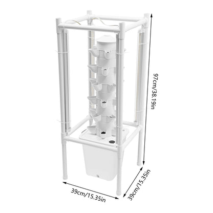 Hydroponic Vertical Growth Kit 30 Planting Sites 4 LED Lamps Water Pumps 10L Water Tanks Carbon Dioxide