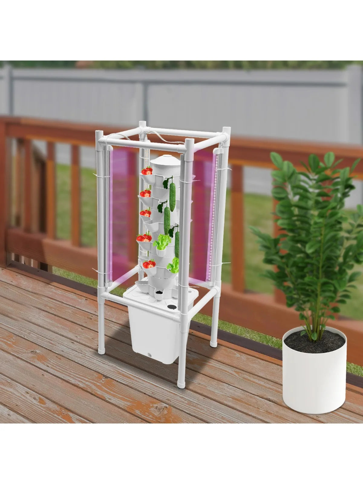 Hydroponic Vertical Growth Kit 30 Planting Sites 4 LED Lamps Water Pumps 10L Water Tanks Carbon Dioxide