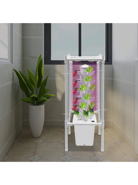 Hydroponic Vertical Growth Kit 30 Planting Sites 4 LED Lamps Water Pumps 10L Water Tanks Carbon Dioxide